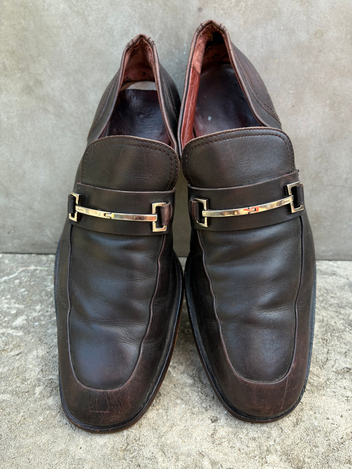 Vintage Gucci Brown Leather Loafers