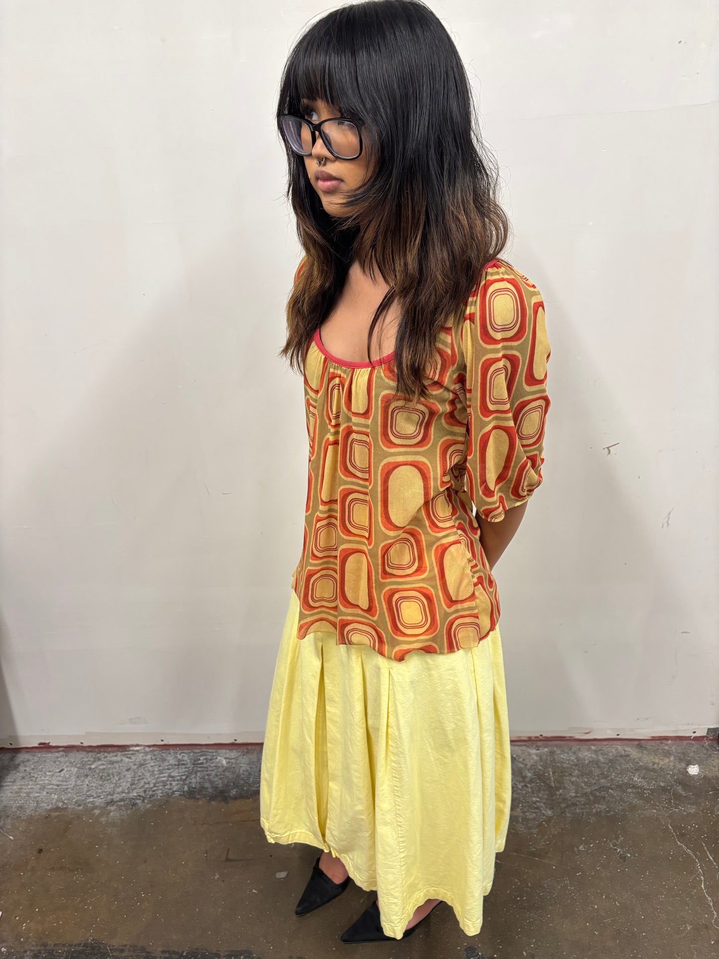 Yellow Pleated Skirt