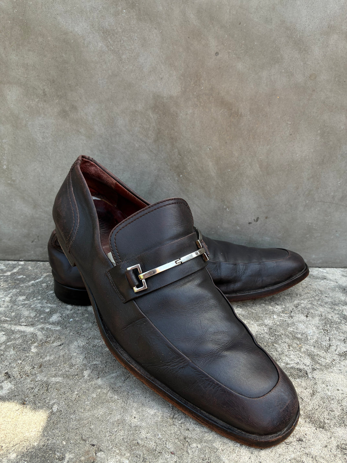 Vintage Gucci Brown Leather Loafers