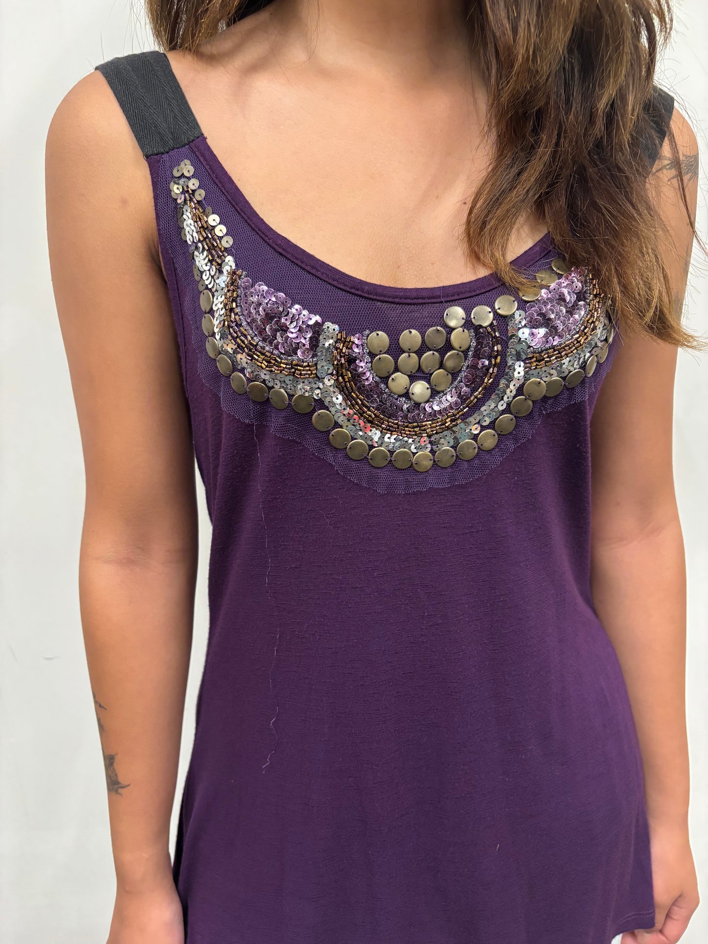 Purple Tank W/ Beaded Detail