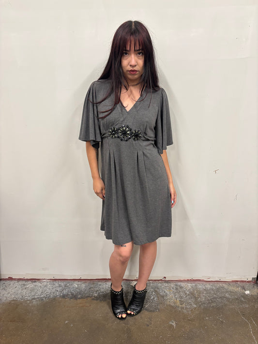 Grey Dress W/ Beaded Dress