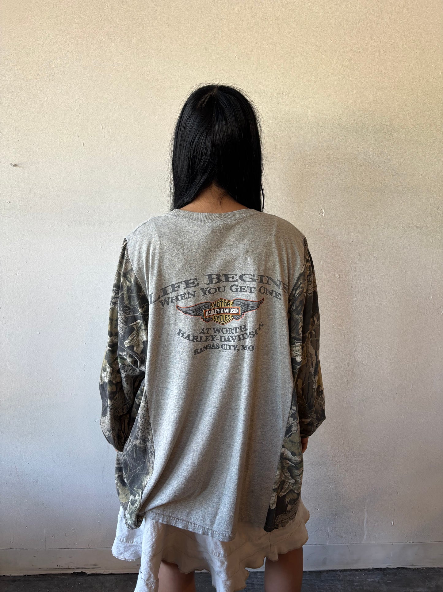 Reworked Harley Davidson Camo Shirt
