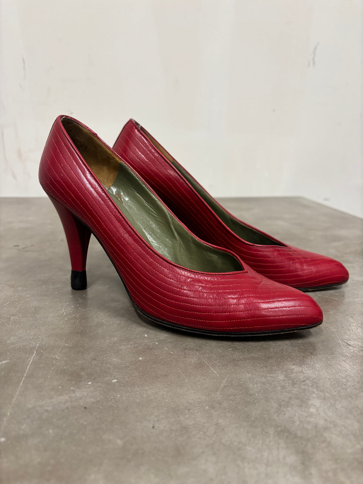 Vintage Red Charles J Kitten Heels
