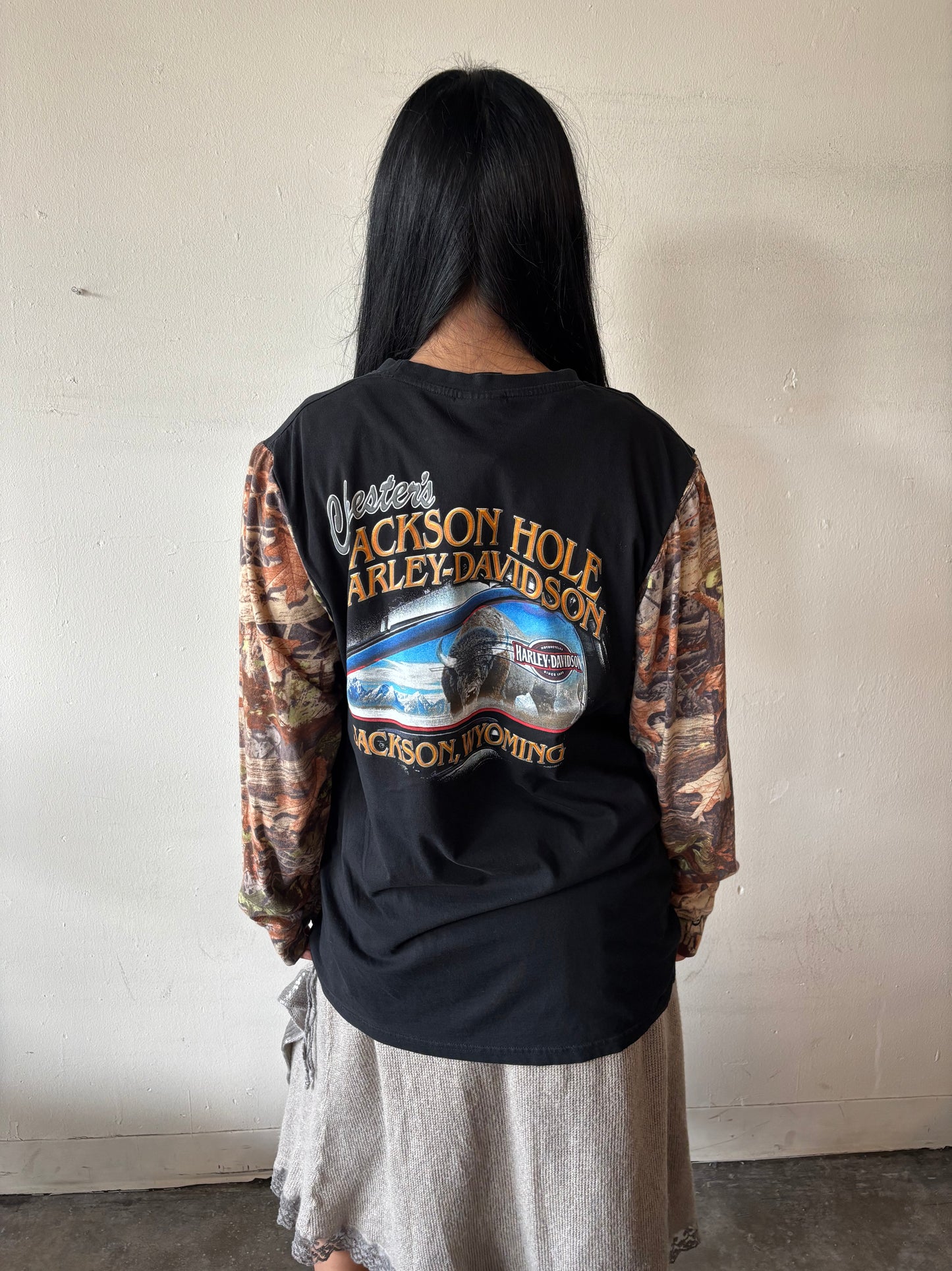 Reworked Harley Davidson Camo Shirt