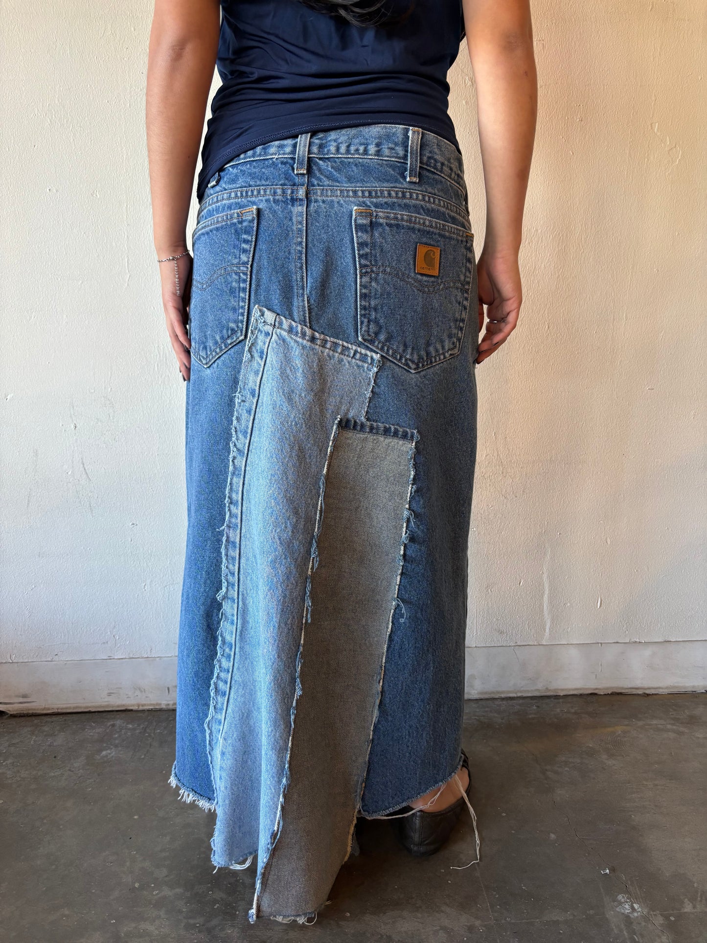 Reworked Carhartt Denim Patchwork Skirt