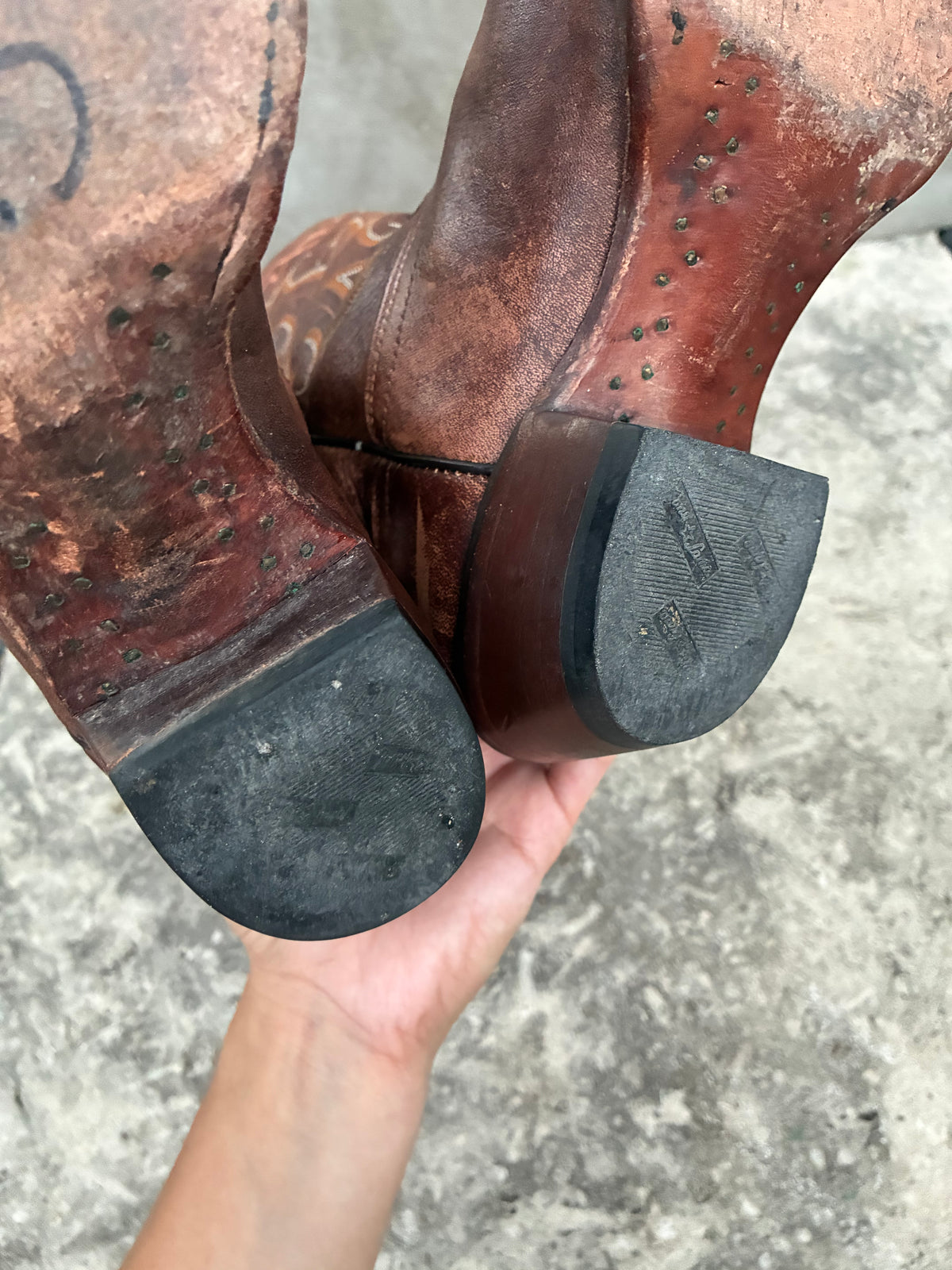 Vintage Brown Tony Lama Leather Cowboy Boots