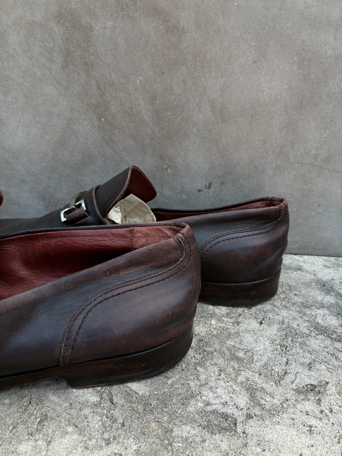 Vintage Gucci Brown Leather Loafers