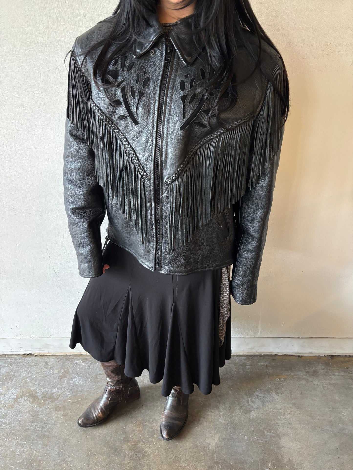 Vintage Leather Fringed Leather Jacket