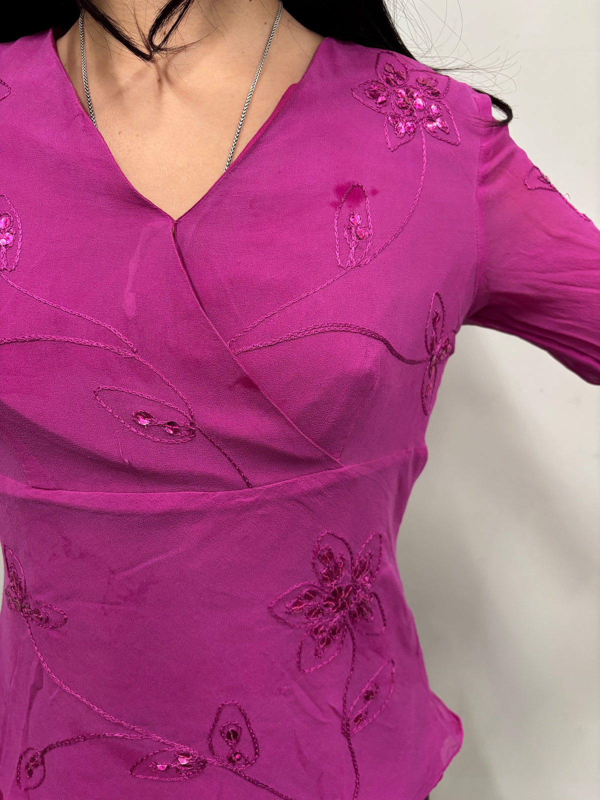 Ann Carson Beaded Silk Top
