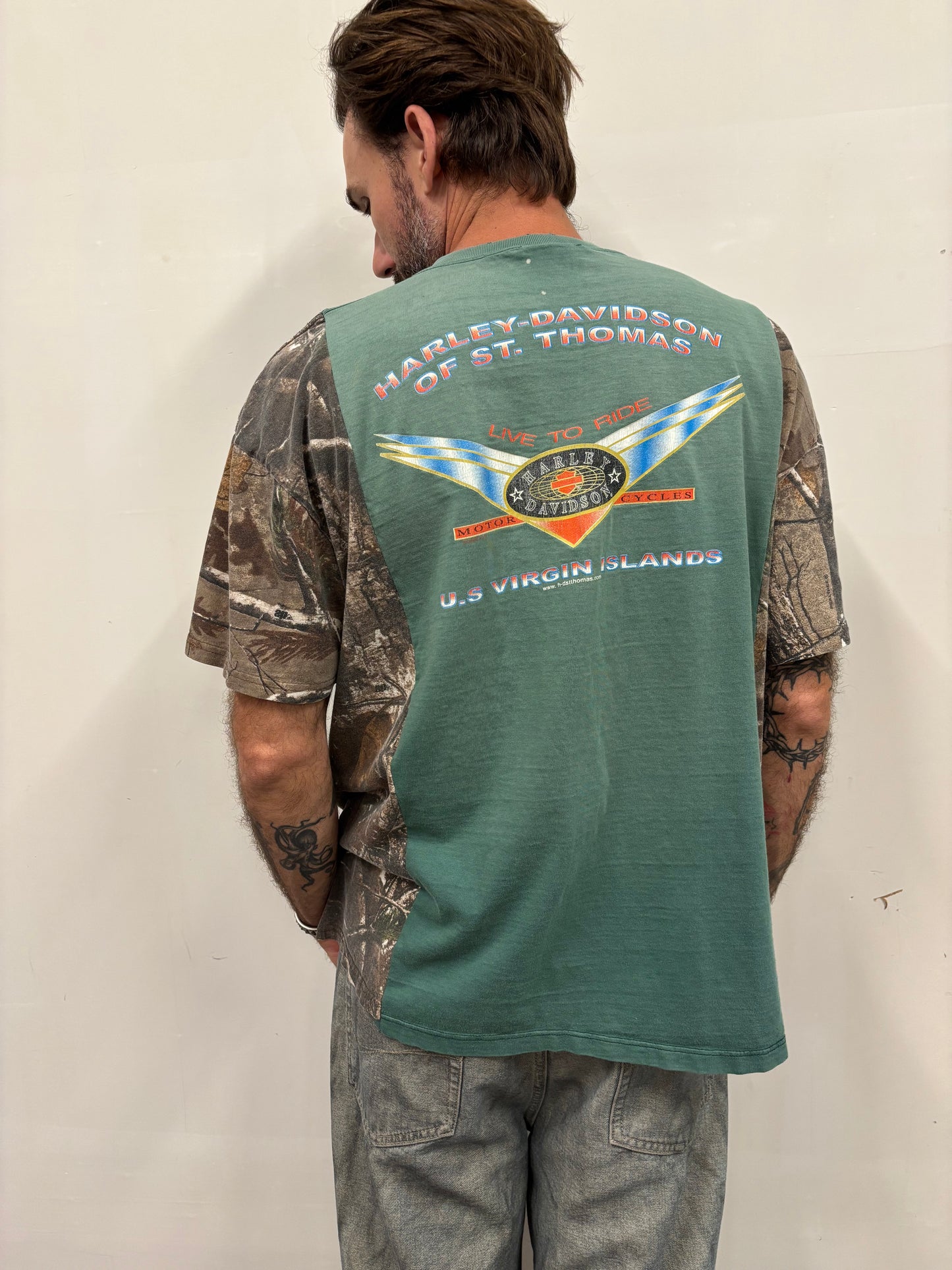 Reworked Harley Davidson Camo Shirt