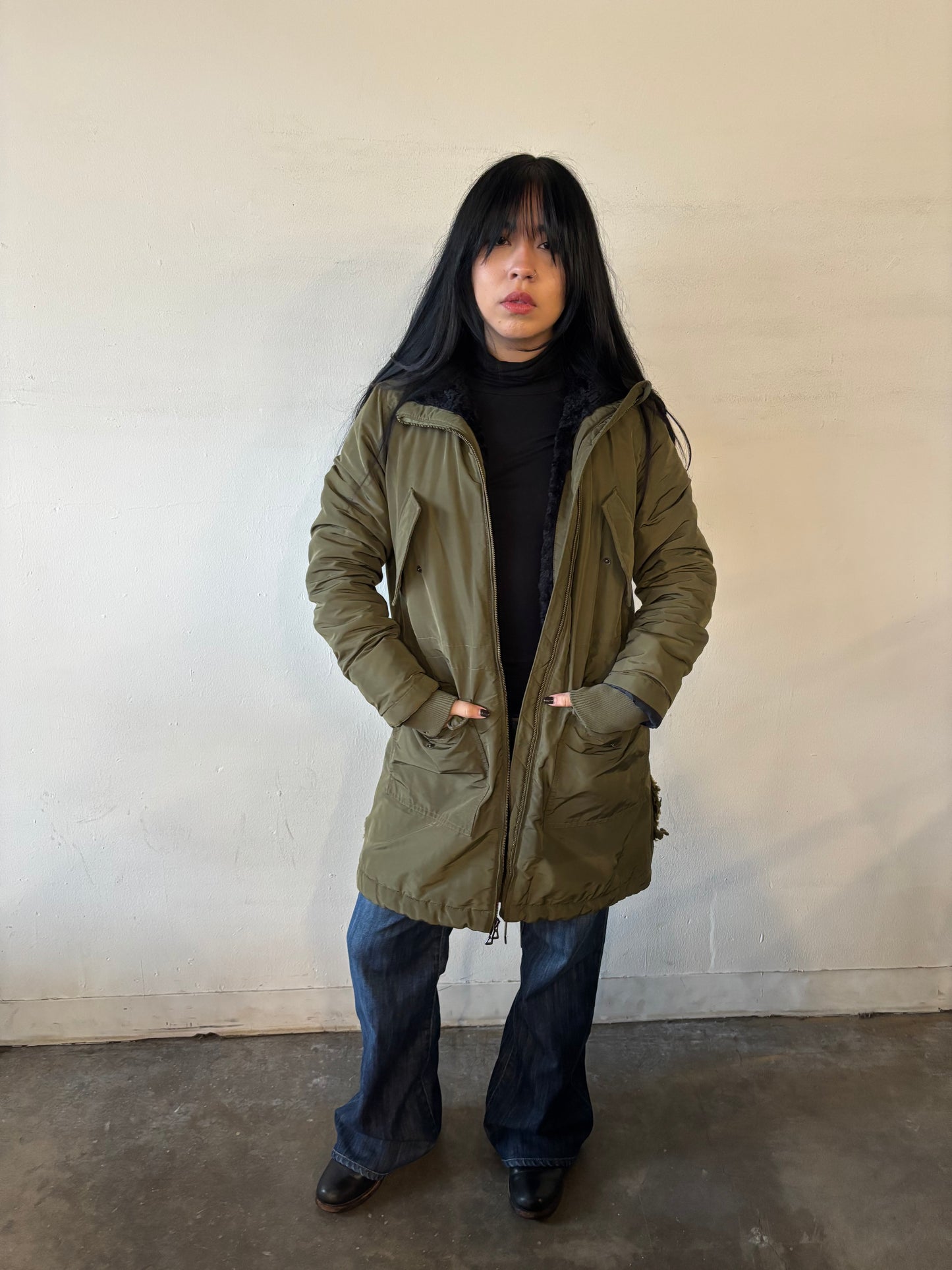 Vintage Gap Fur Green Parka Coat
