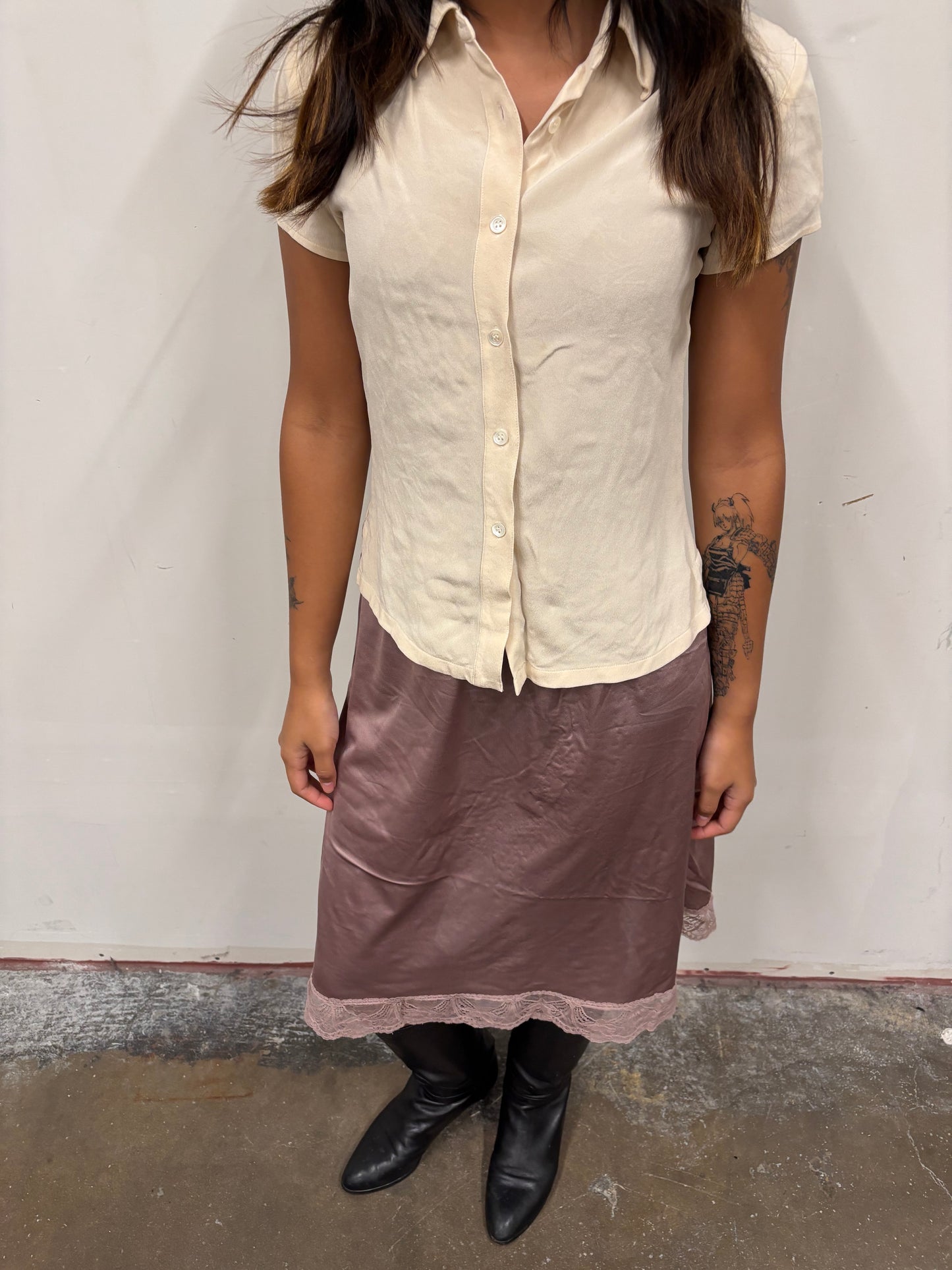 Ann Taylor Creme Sheer Top