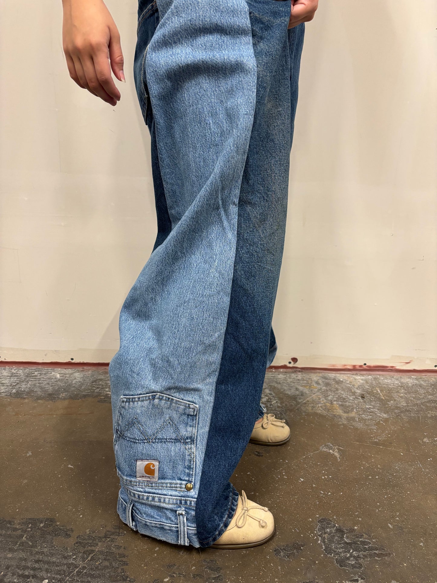Reworked Rustler/Carhartt Split Jeans