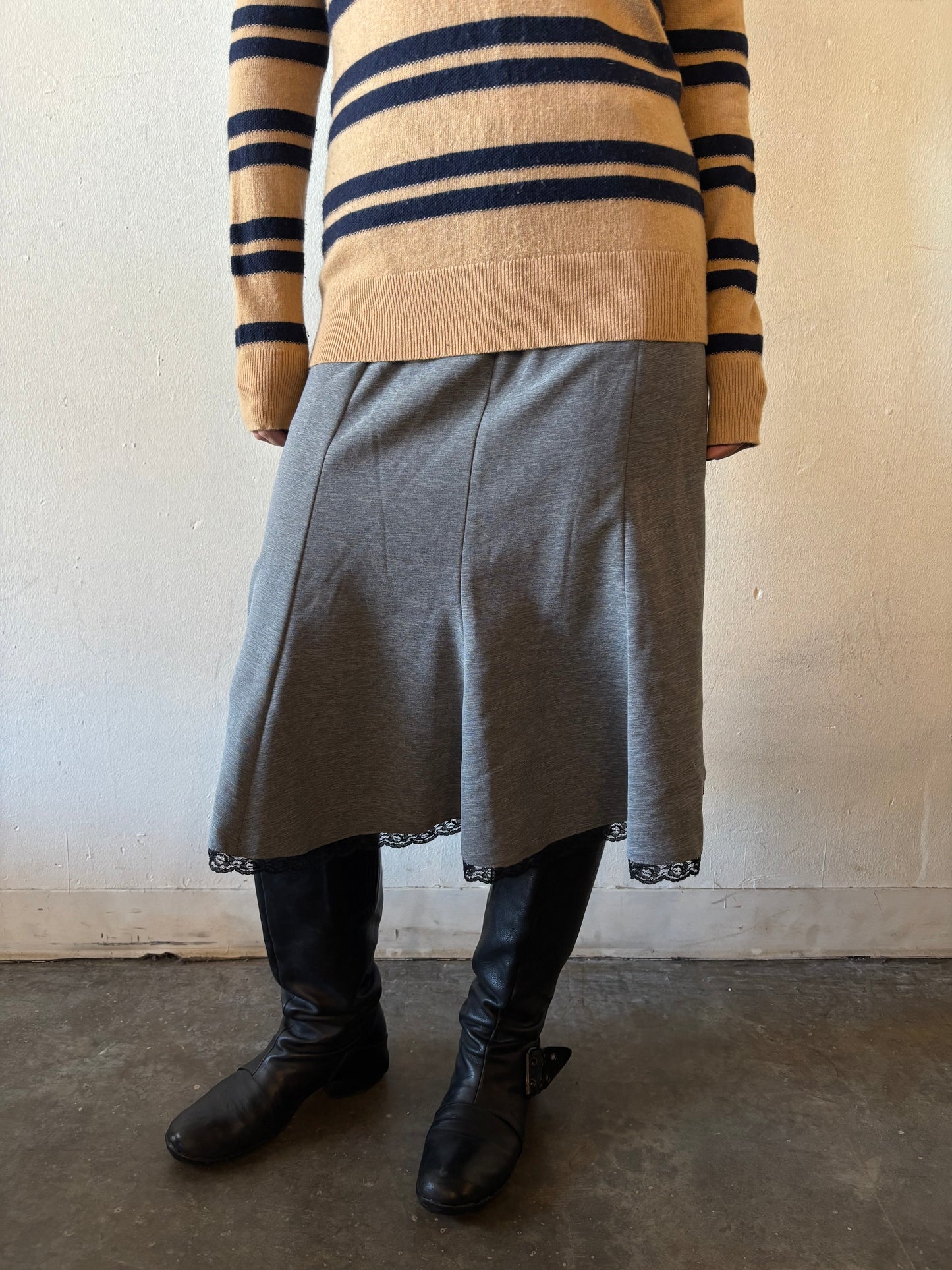 Vintage Laced Trim Midi Skirt