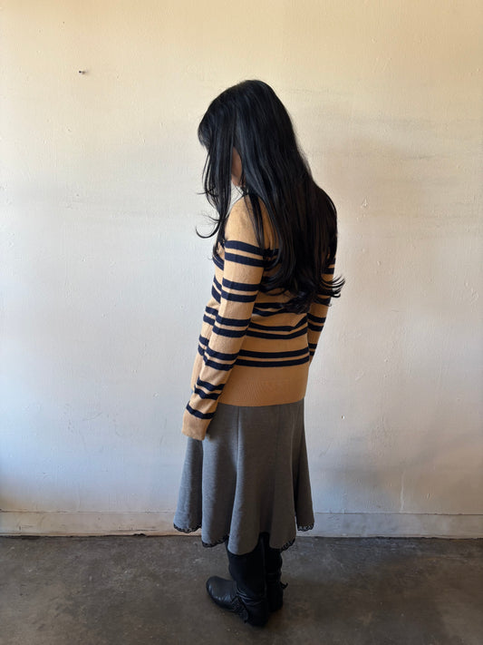 Vintage Laced Trim Midi Skirt