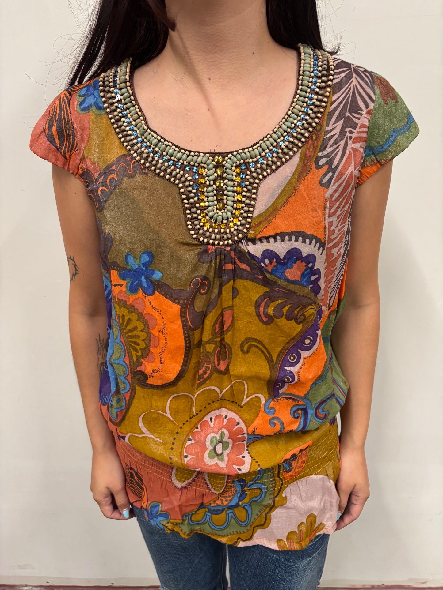Paisley Top W/ Beaded Detail