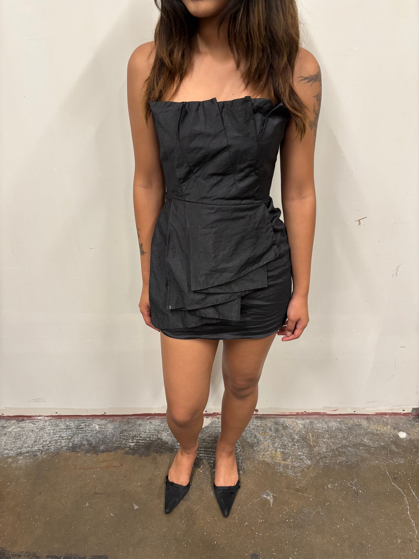 BCBG Black Pleated Mini Dress