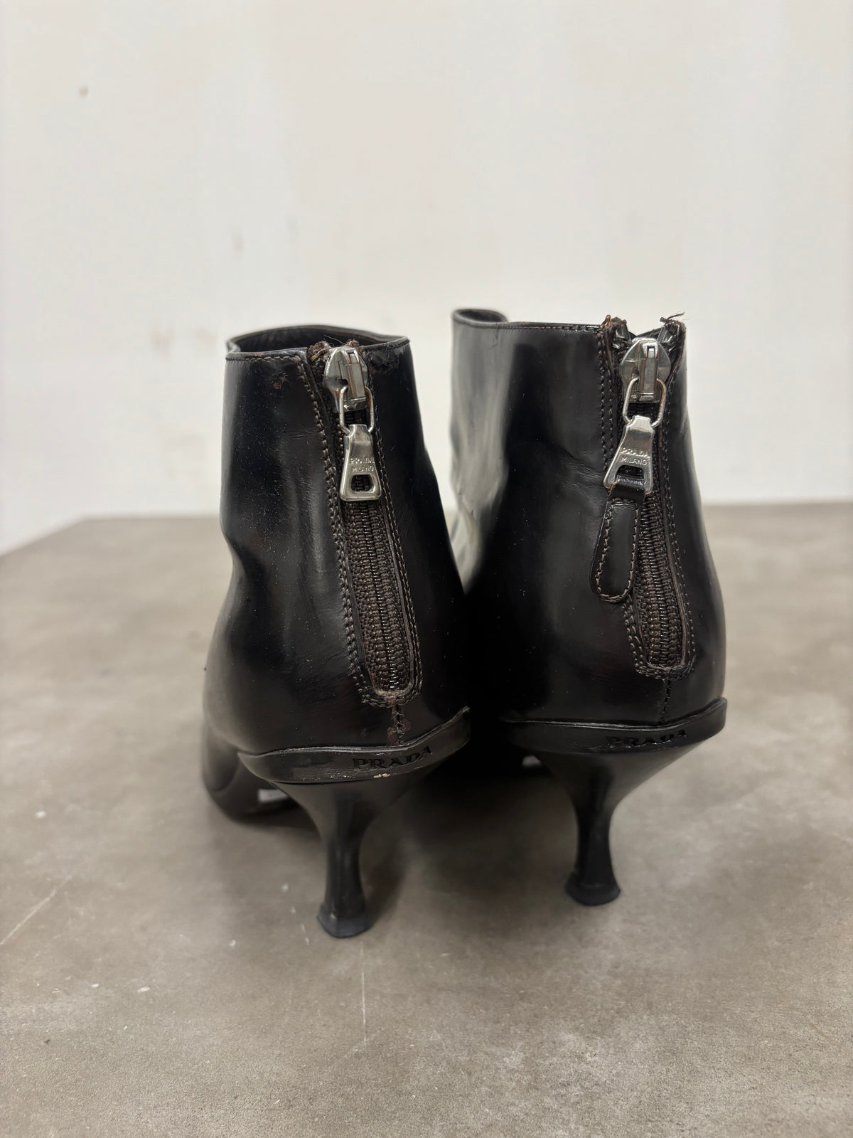 Vintage PRADA Black Heeled Ankle Boots