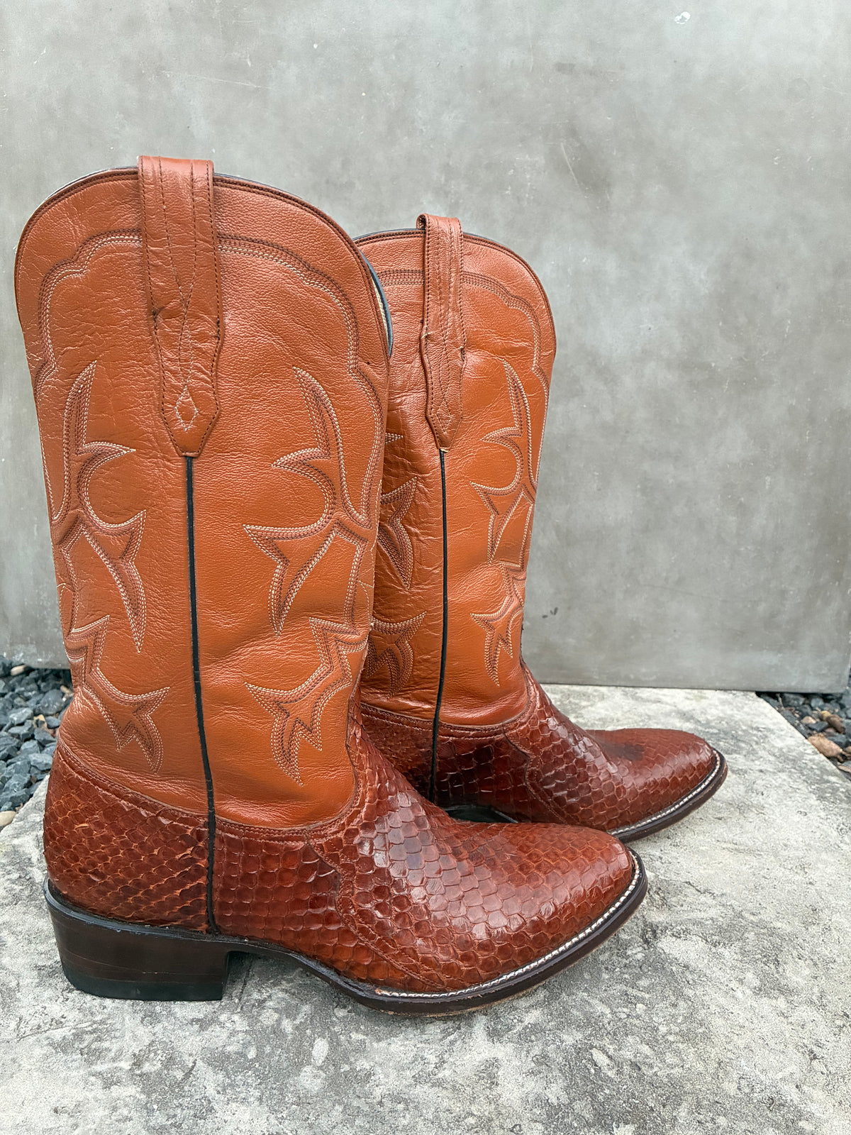 Vintage 1970s California Anaconda Snake Skin Cowboy Boots