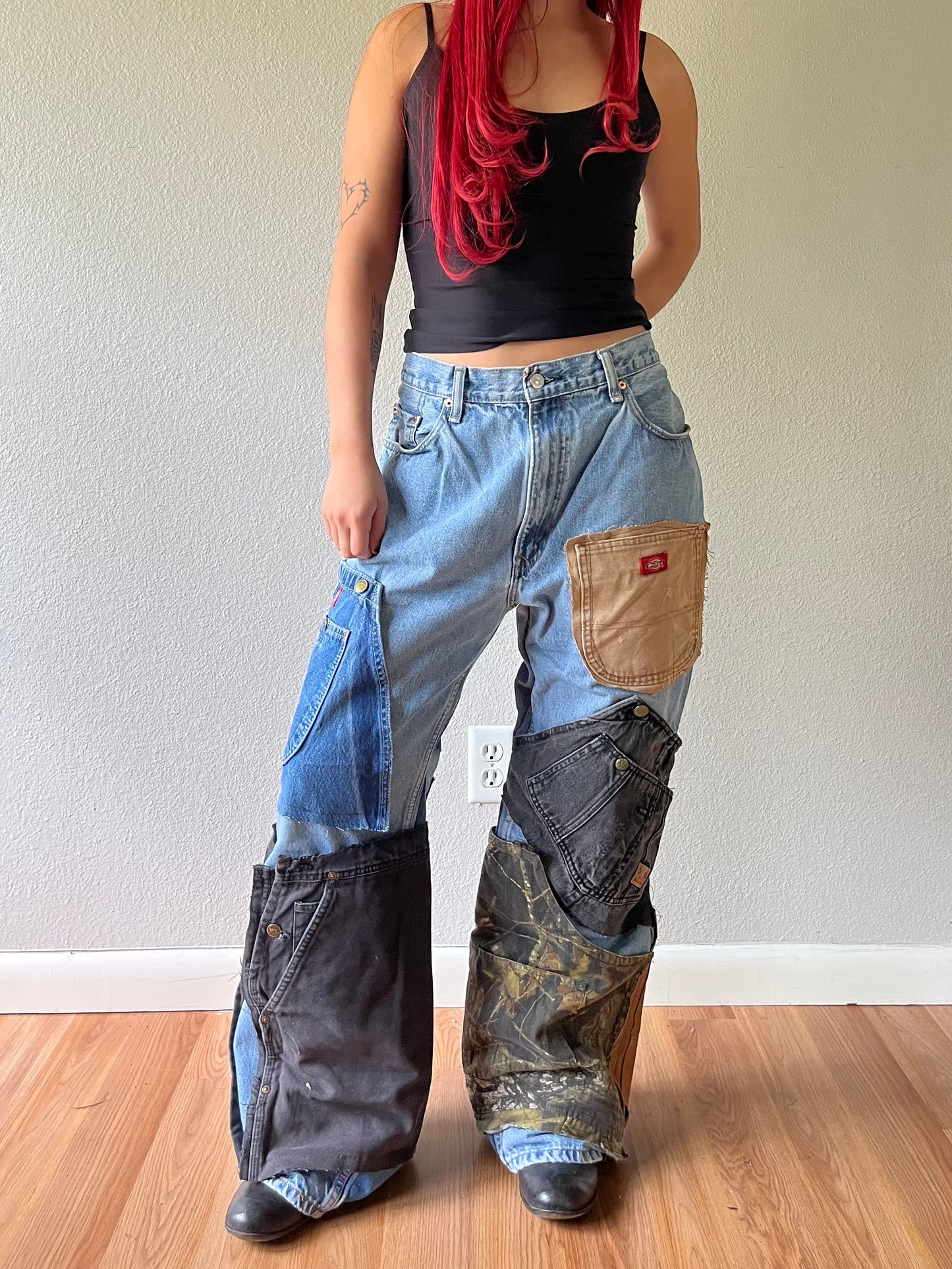 Reconstructed Levi’s Denim Patchwork Baggy Jeans