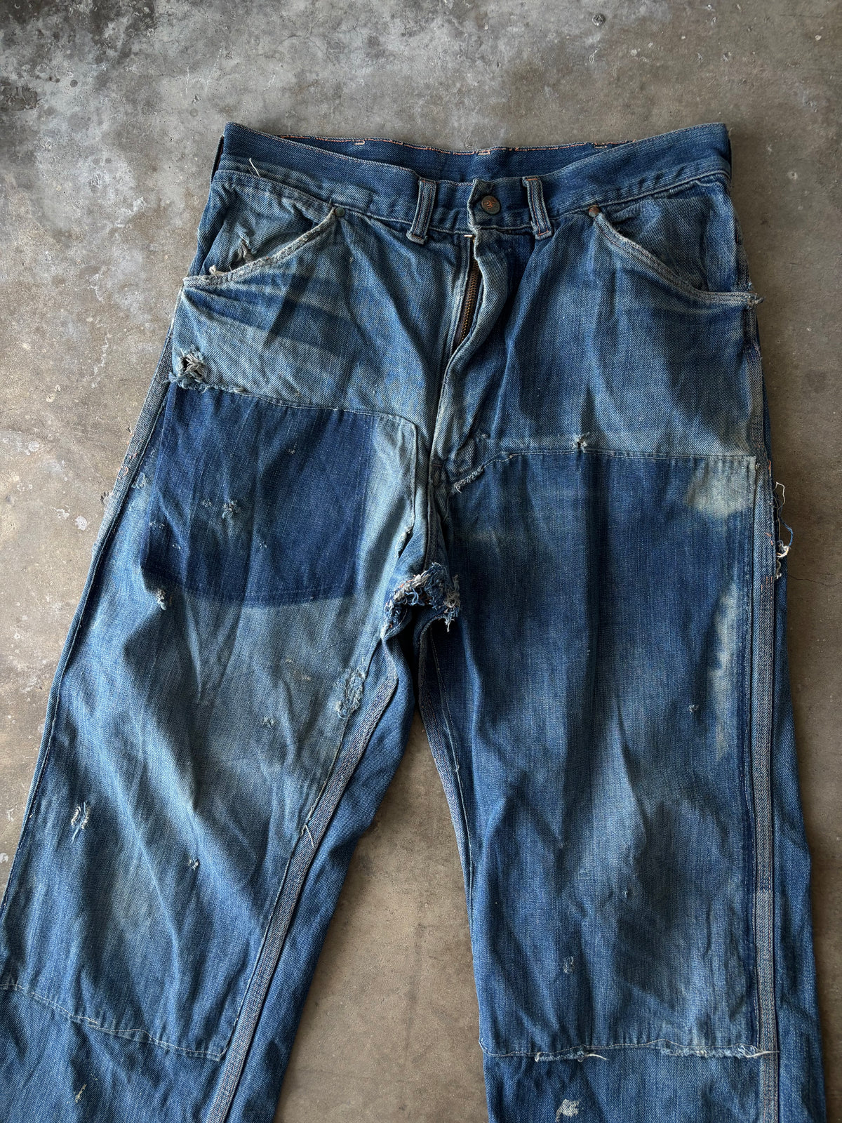 Vintage 1970s Big Mac Faded Distressed Repaired Denim Jeans