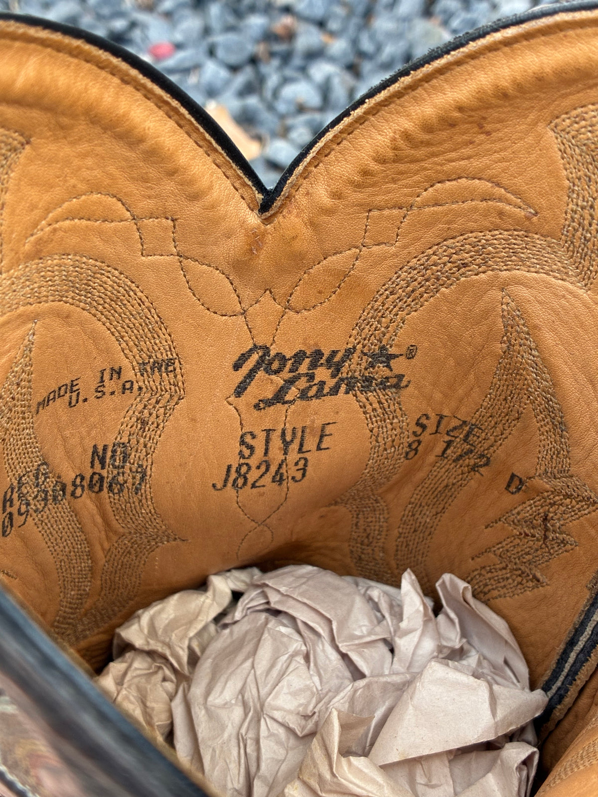 Vintage Tony Lama Brown Lizard Cowboy Boots
