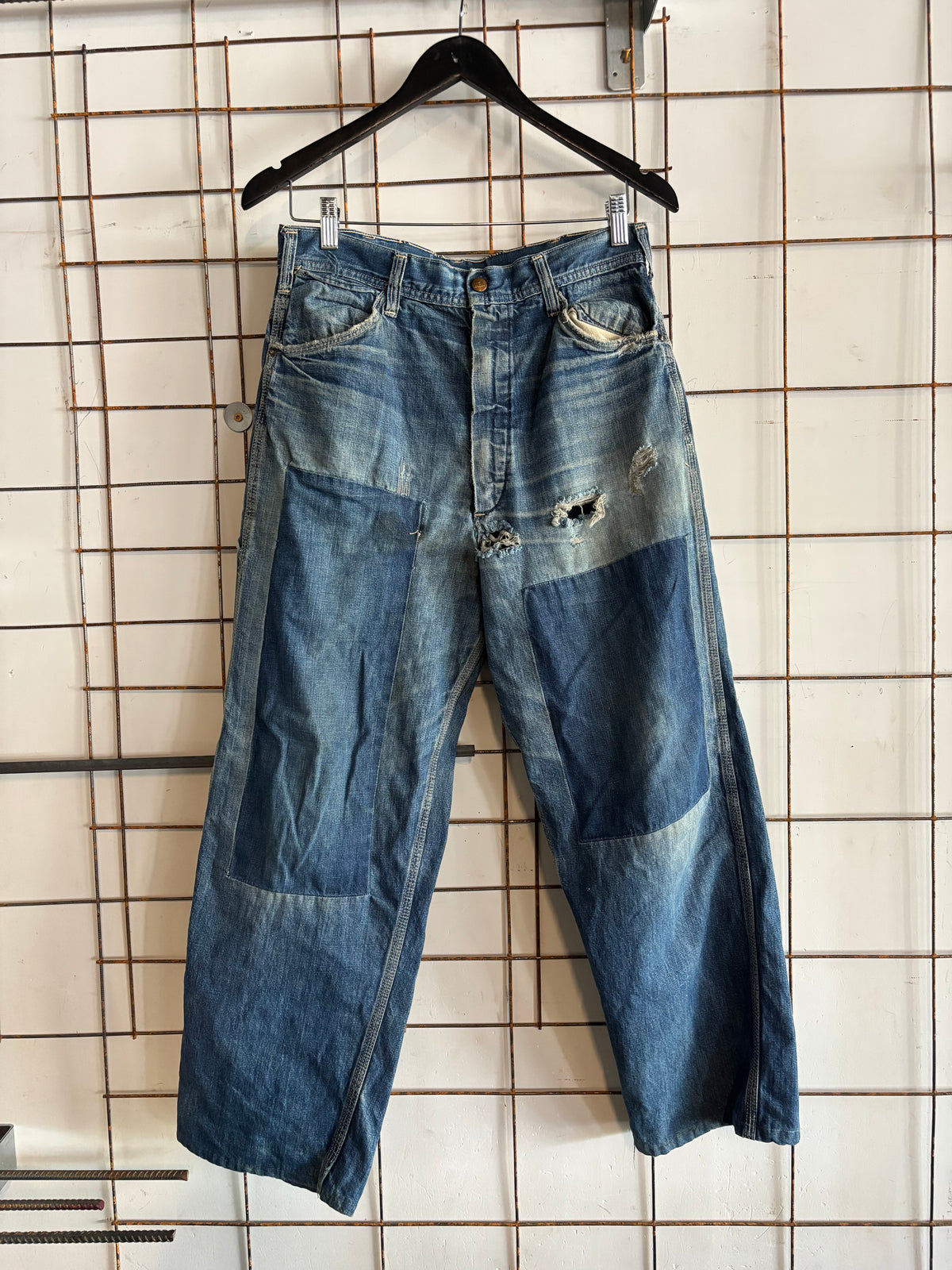 Vintage 1970s KEY Distressed Faded Repaired Denim Jeans