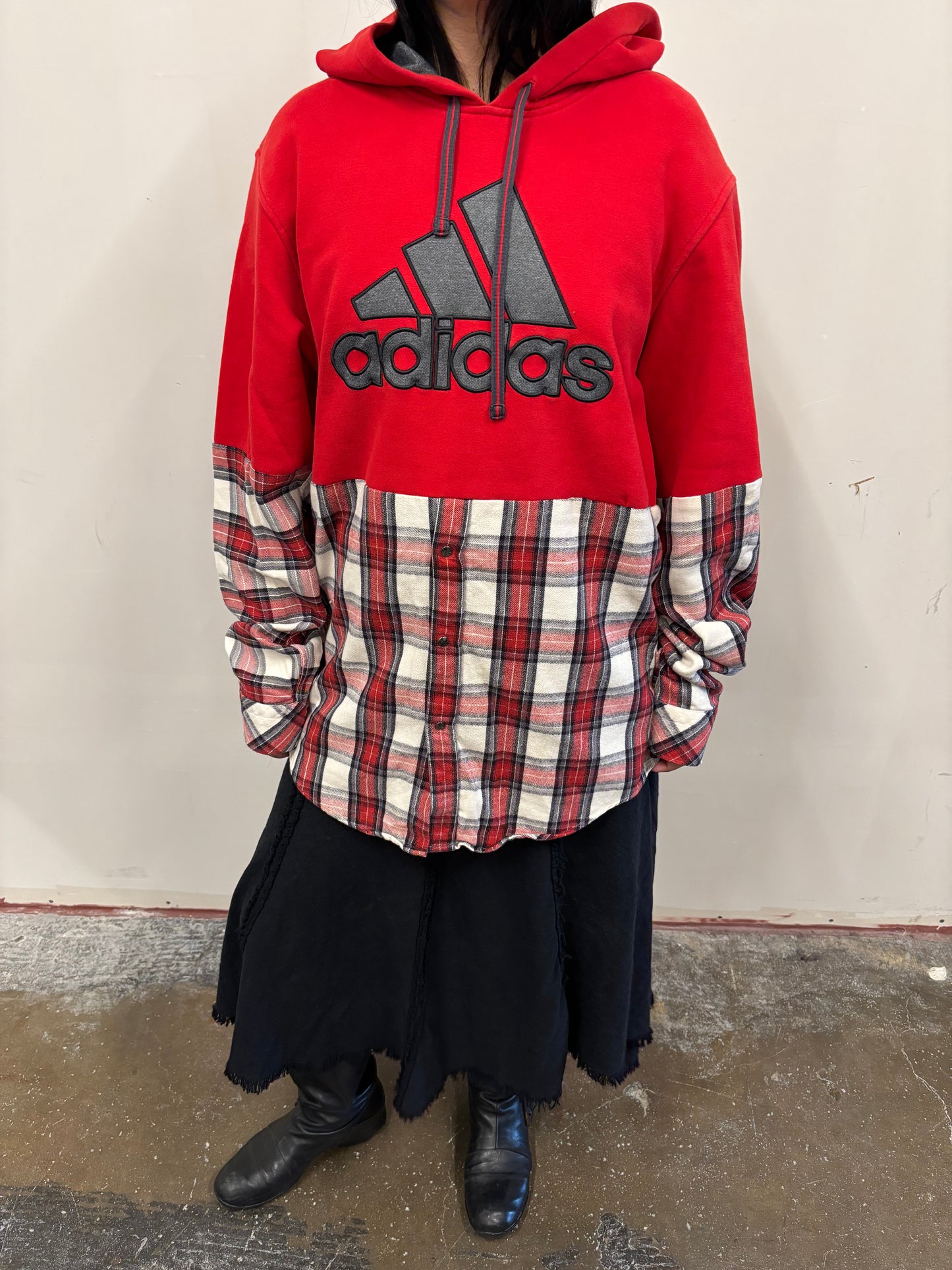Reworked Adidas Flannel Hoodie