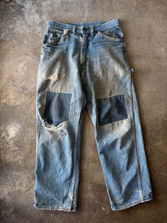 Vintage 1970s Big Mac Faded Blue Repaired Denim Jeans