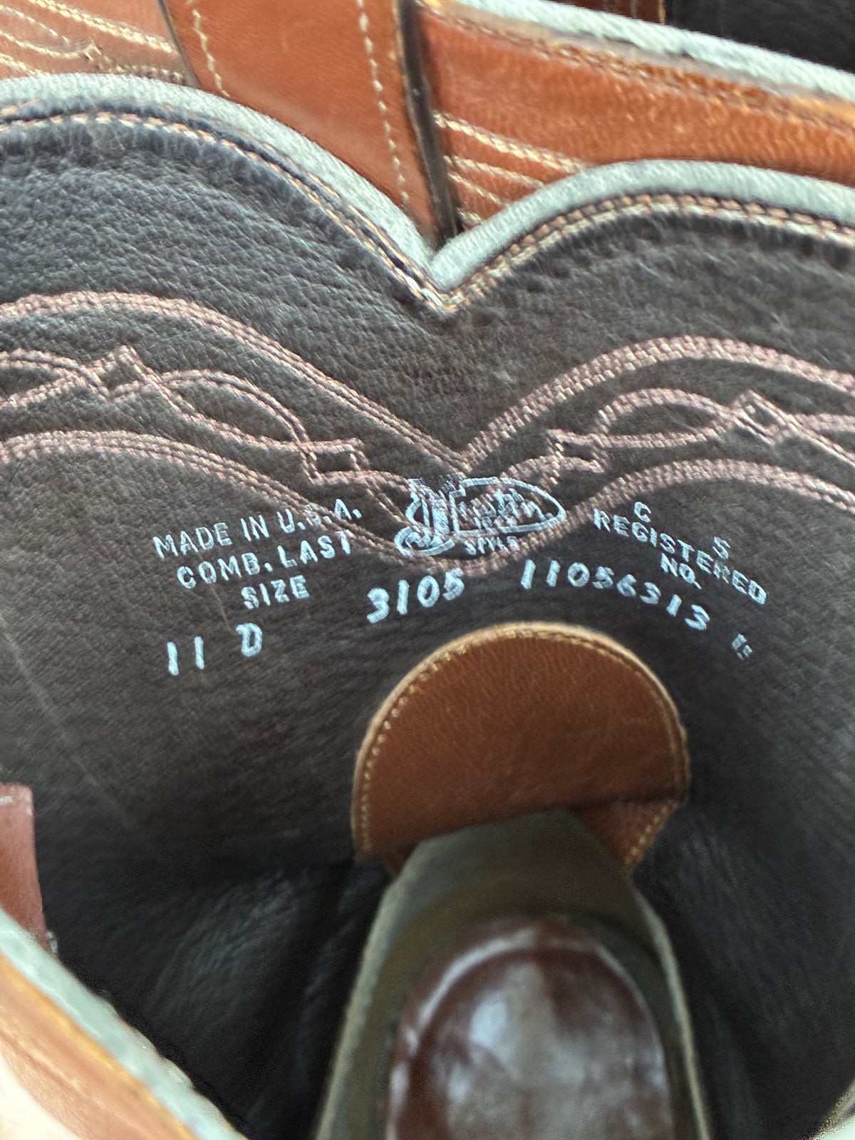 Vintage 1980s Justin Brown Ostrich Leather Cowboy Boots