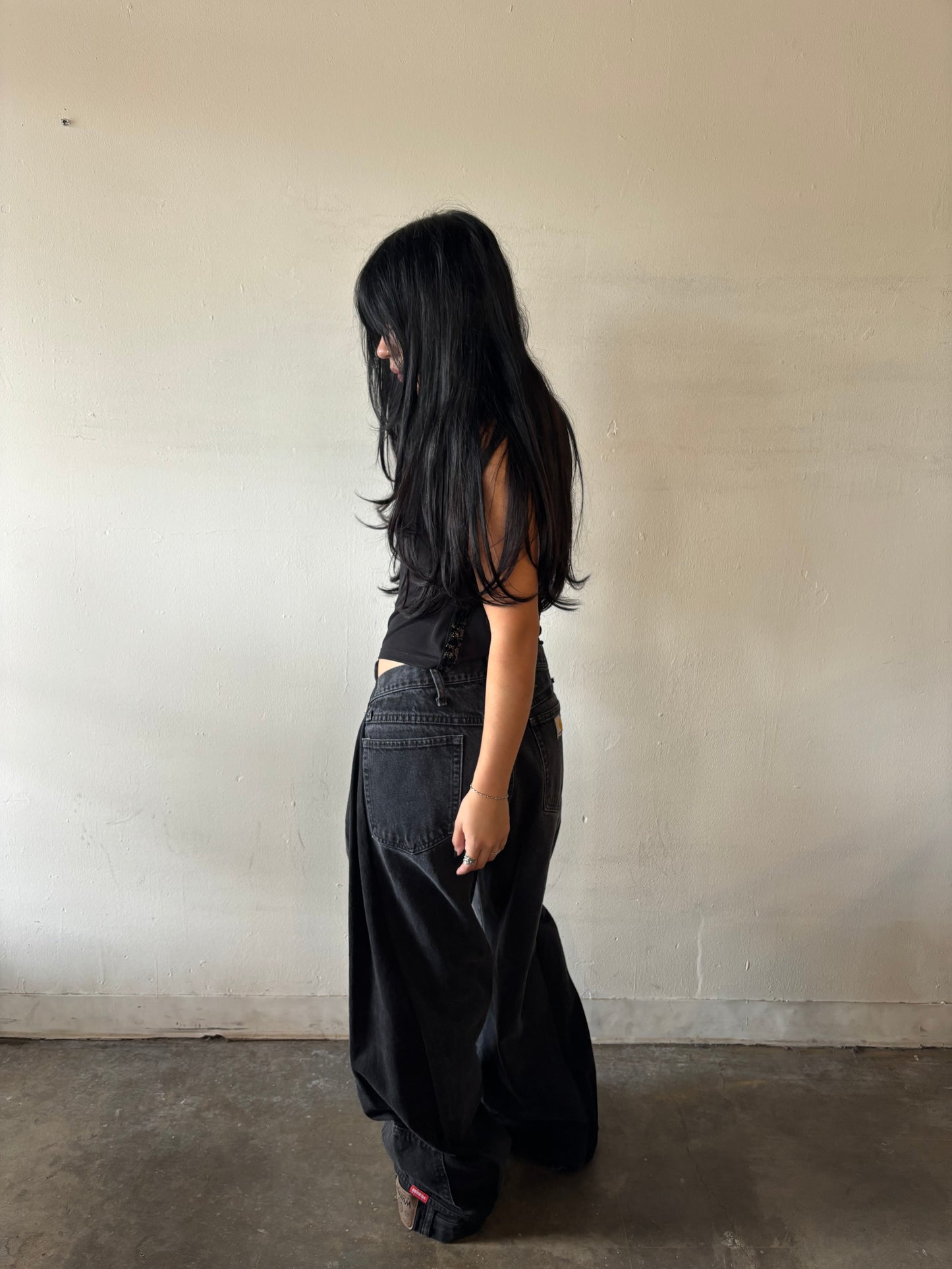 Reworked Black Split Jeans