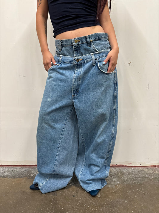 Reworked Double Denim Jeans