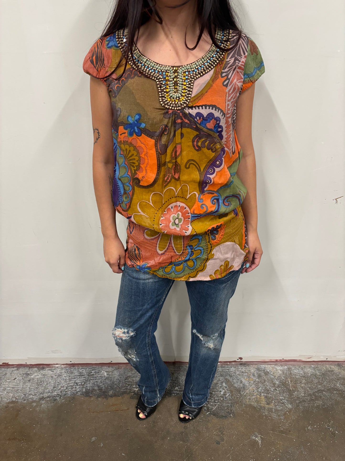 Paisley Top W/ Beaded Detail