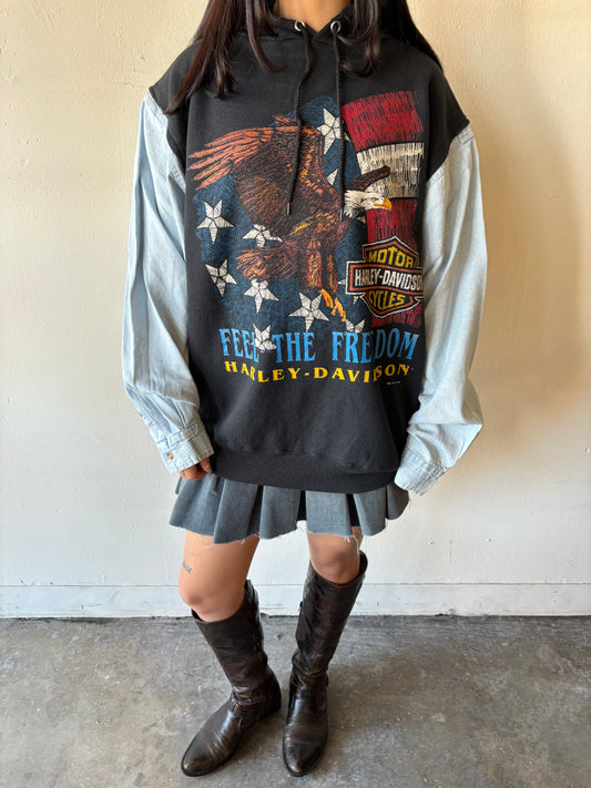 Reworked Vintage Harley Davidson Denim Jacket