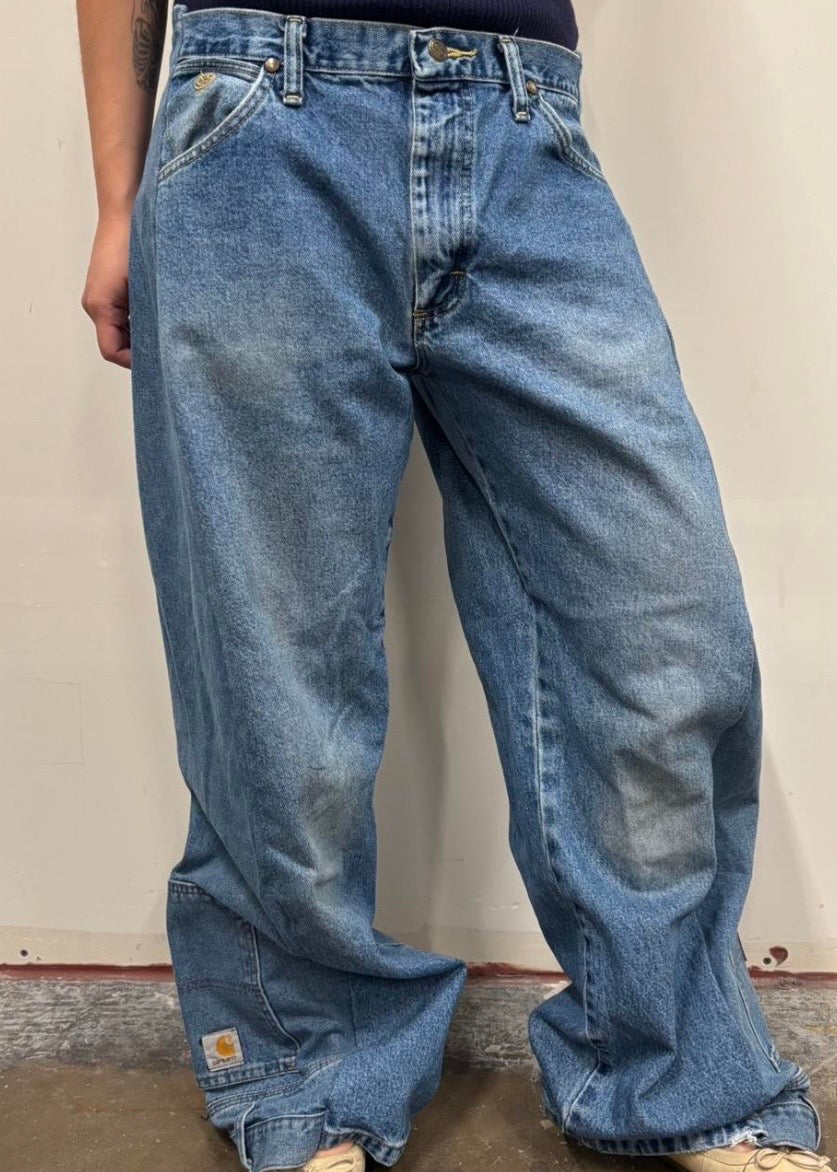 Reworked Wrangler Split Jeans