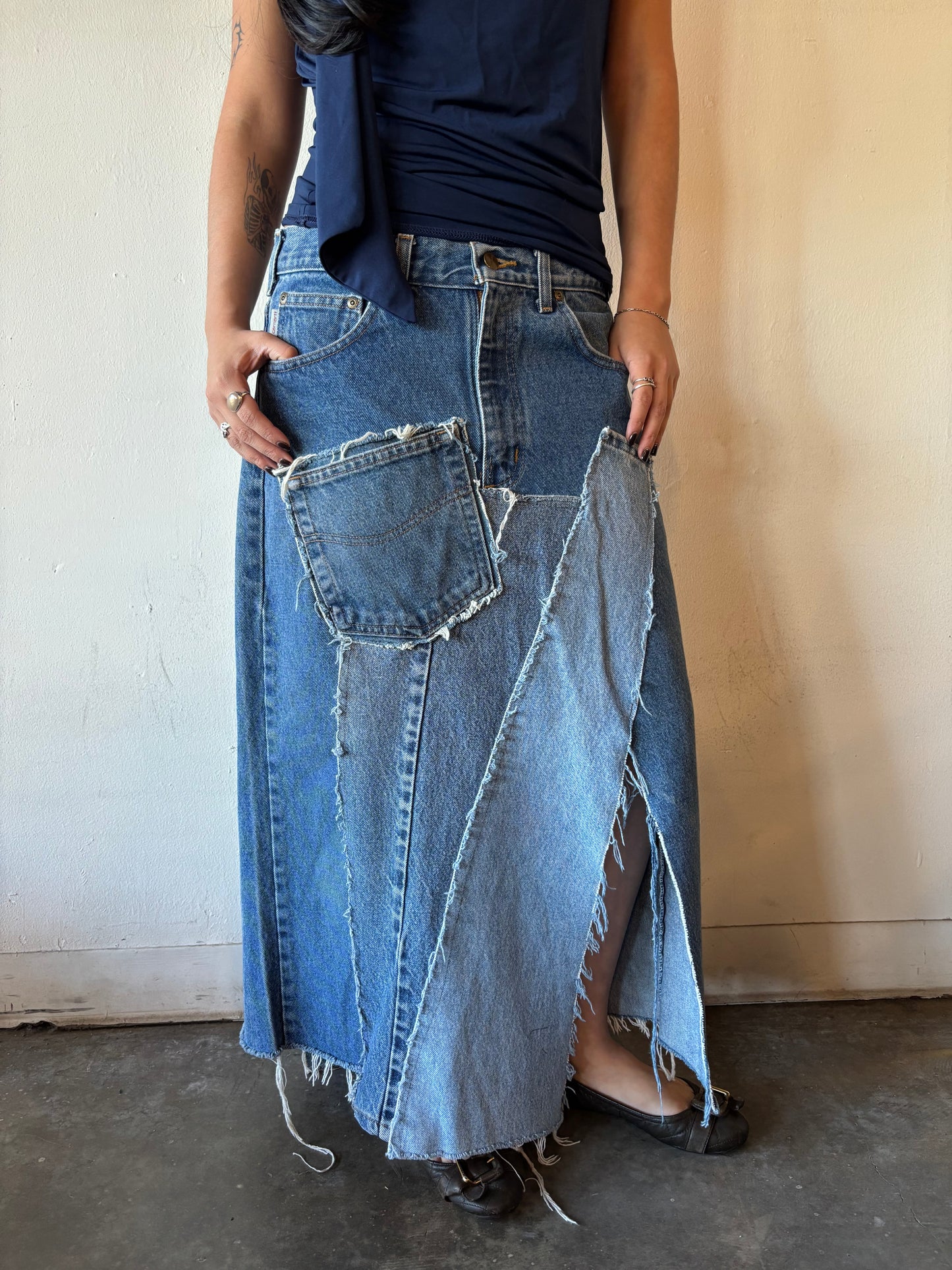 Reworked Carhartt Denim Patchwork Skirt