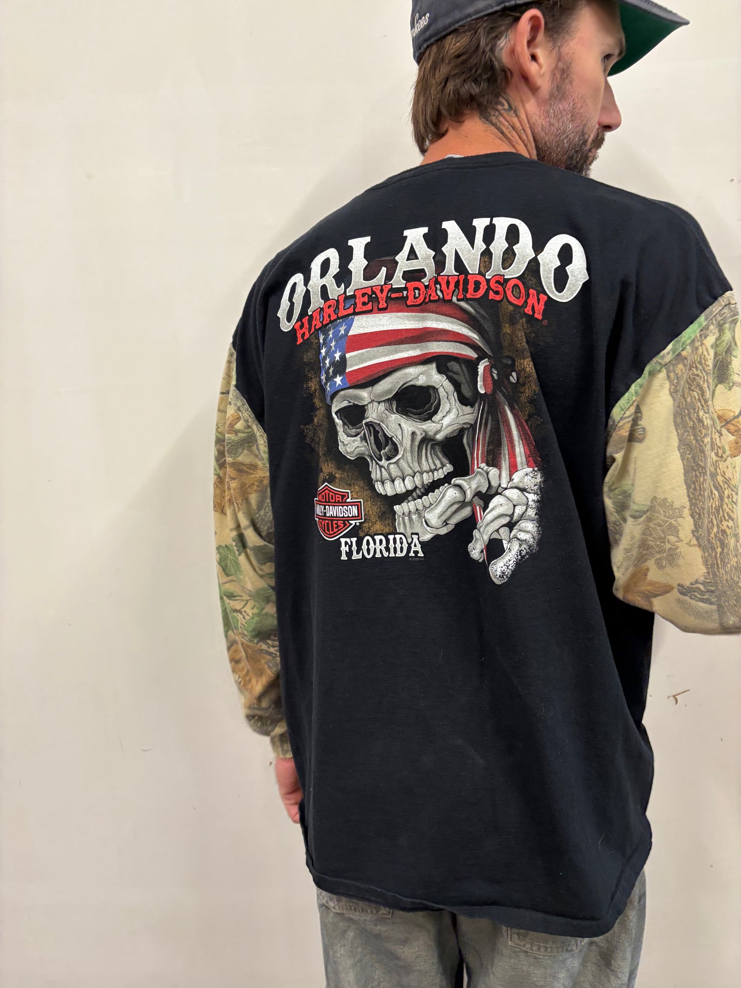 Reworked Harley Davidson Camo Shirt