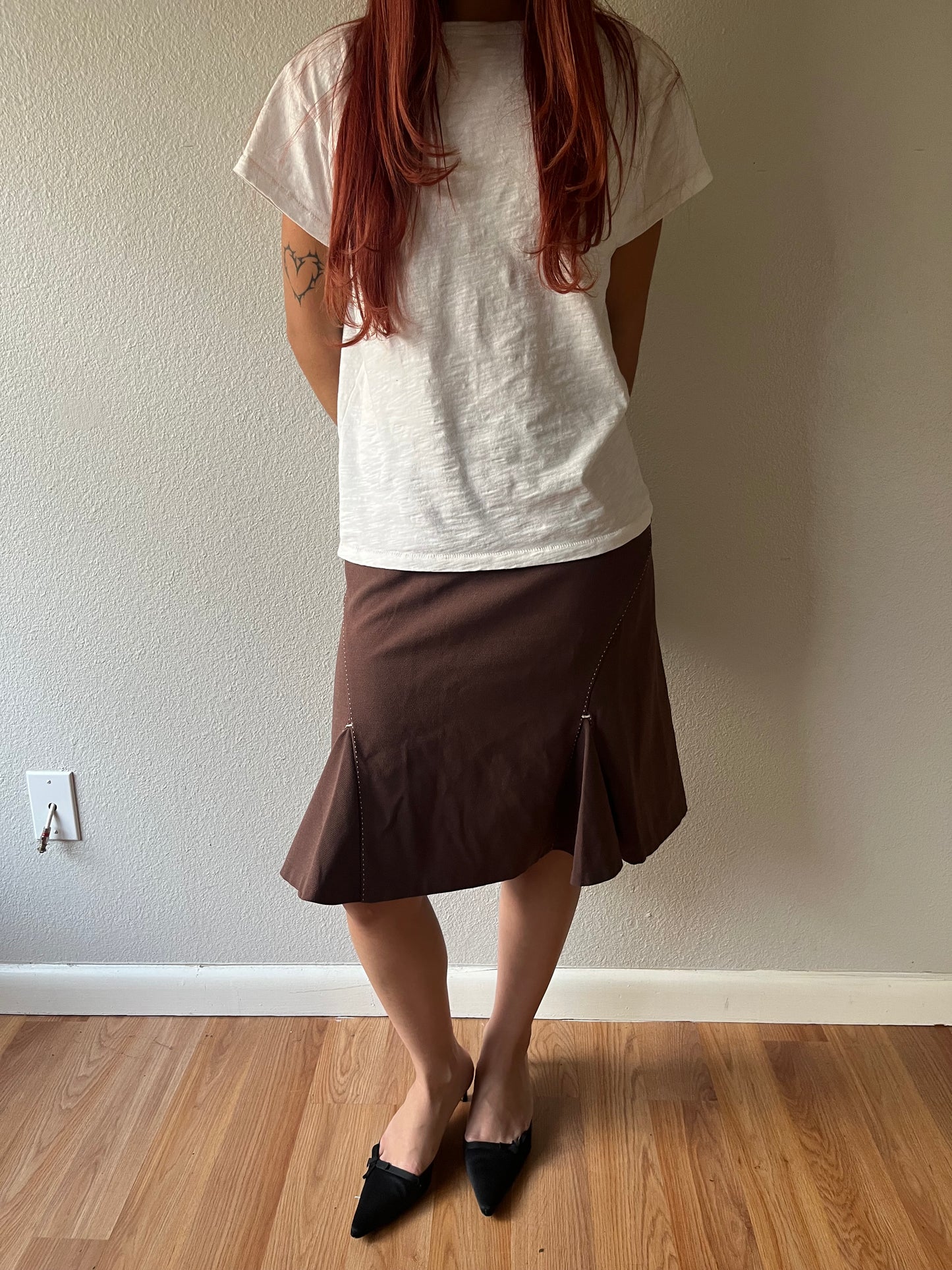 Vintage Brown Midi Skirt