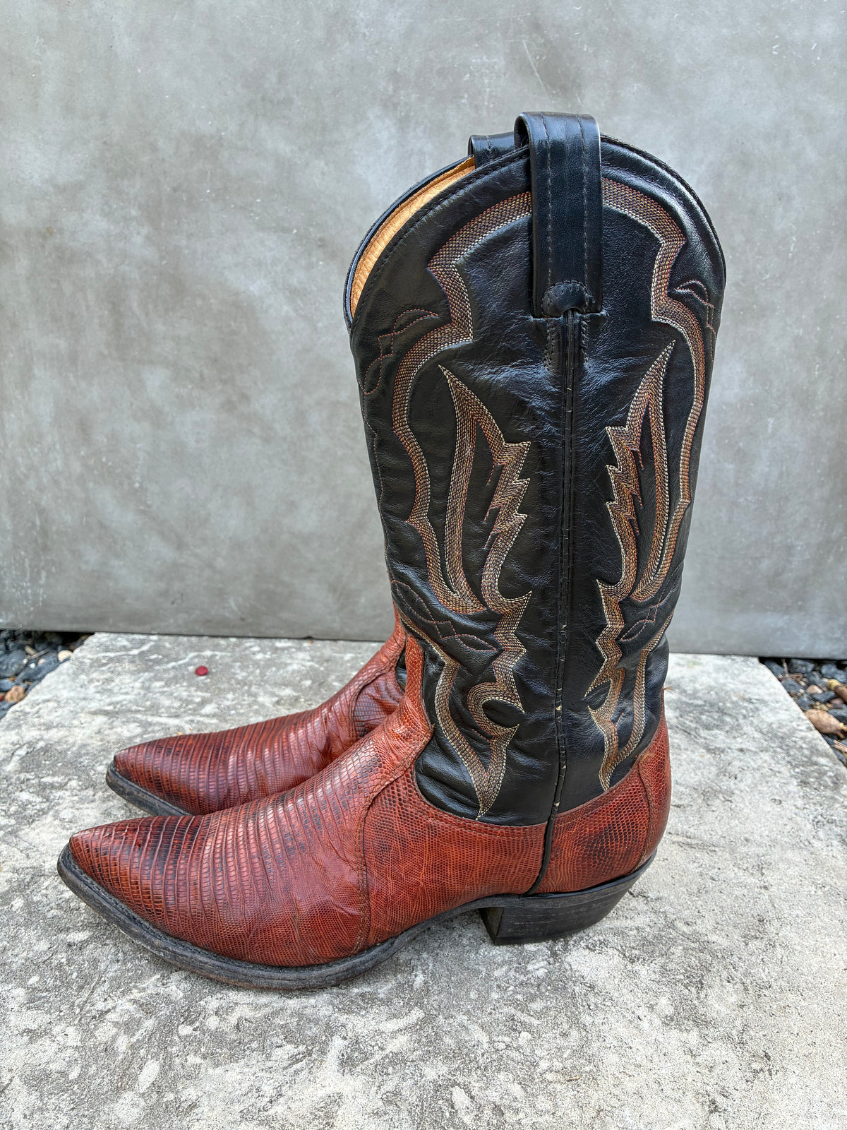 Vintage Tony Lama Brown Lizard Cowboy Boots