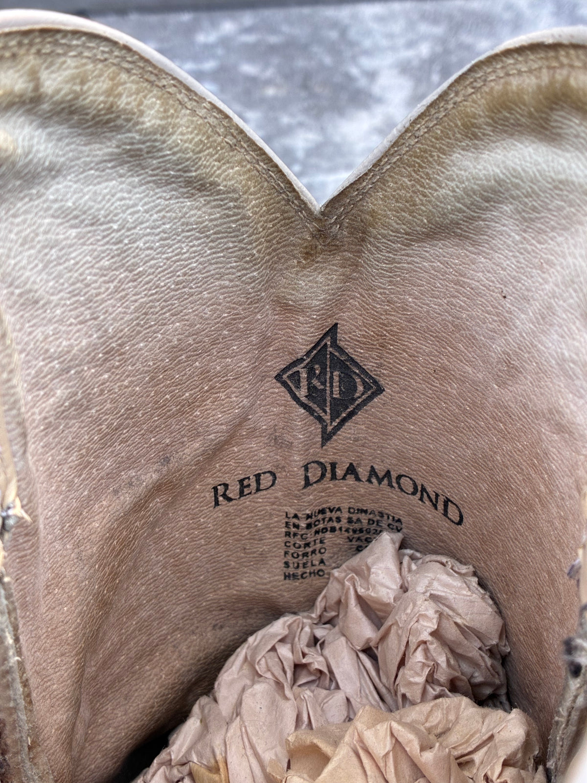 Vintage 1990s Red Diamond Ostrich Cowboy Boots
