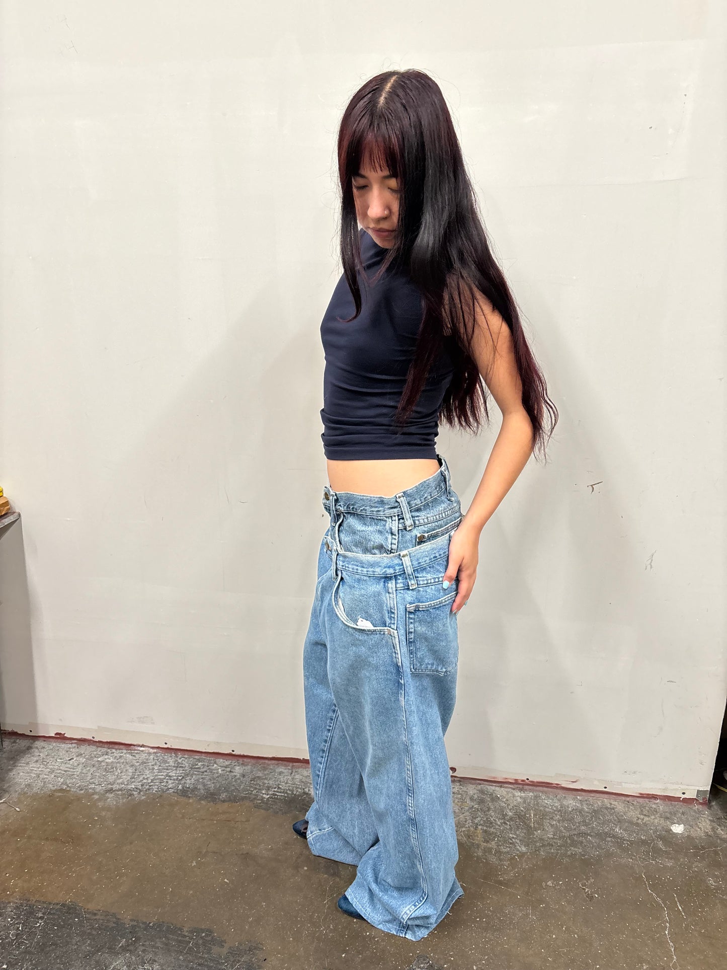 Reworked Double Denim Jeans