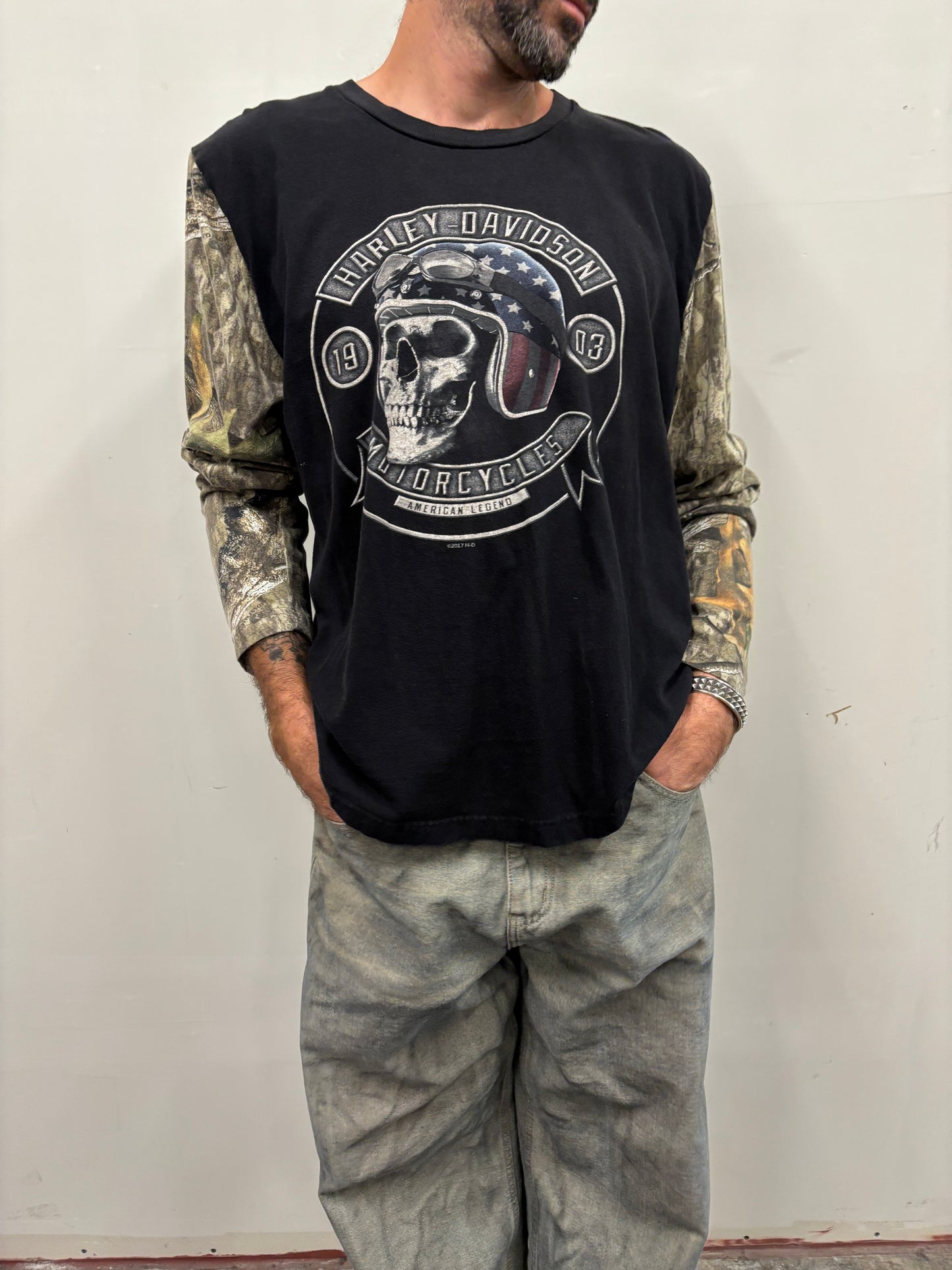 Reworked Harley Davidson Camo Shirt