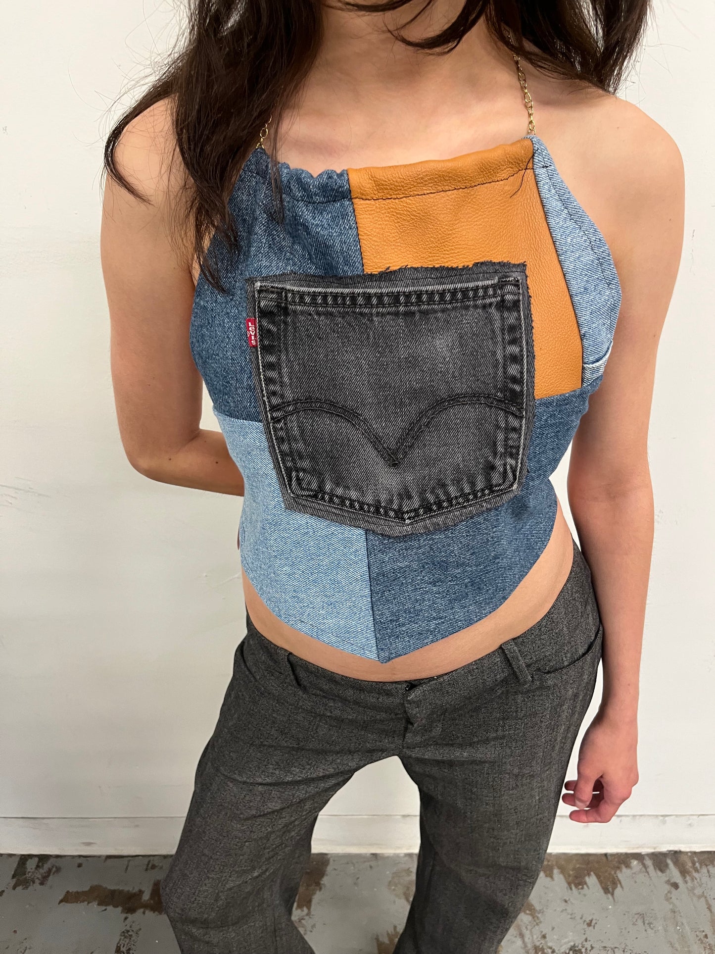 Reconstructed Levi’s Denim Halter Top