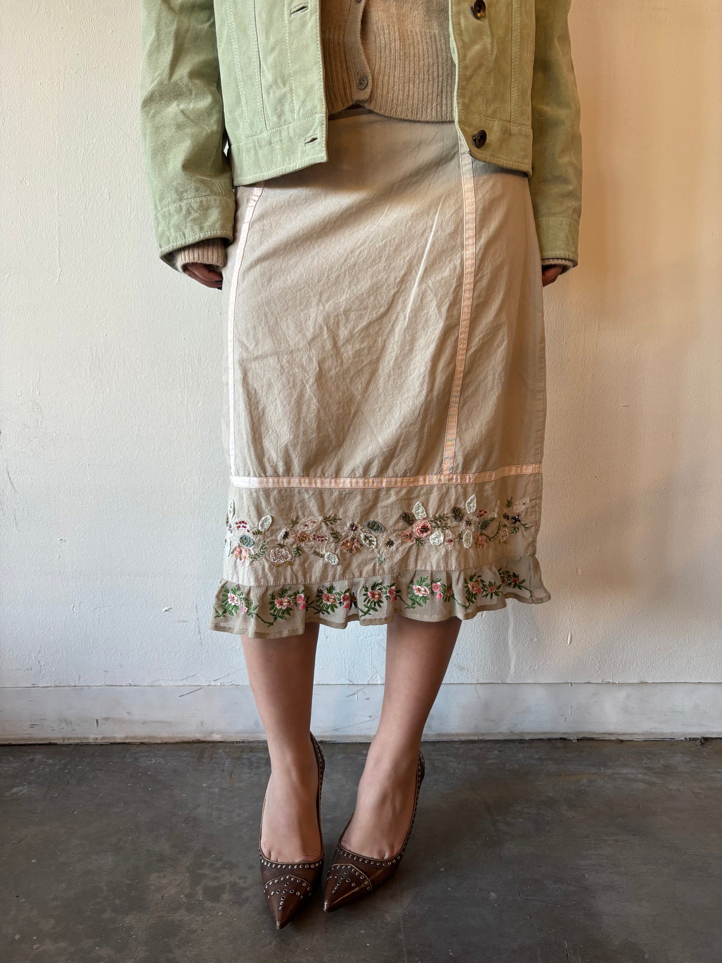 Vintage Floral Midi Skirt