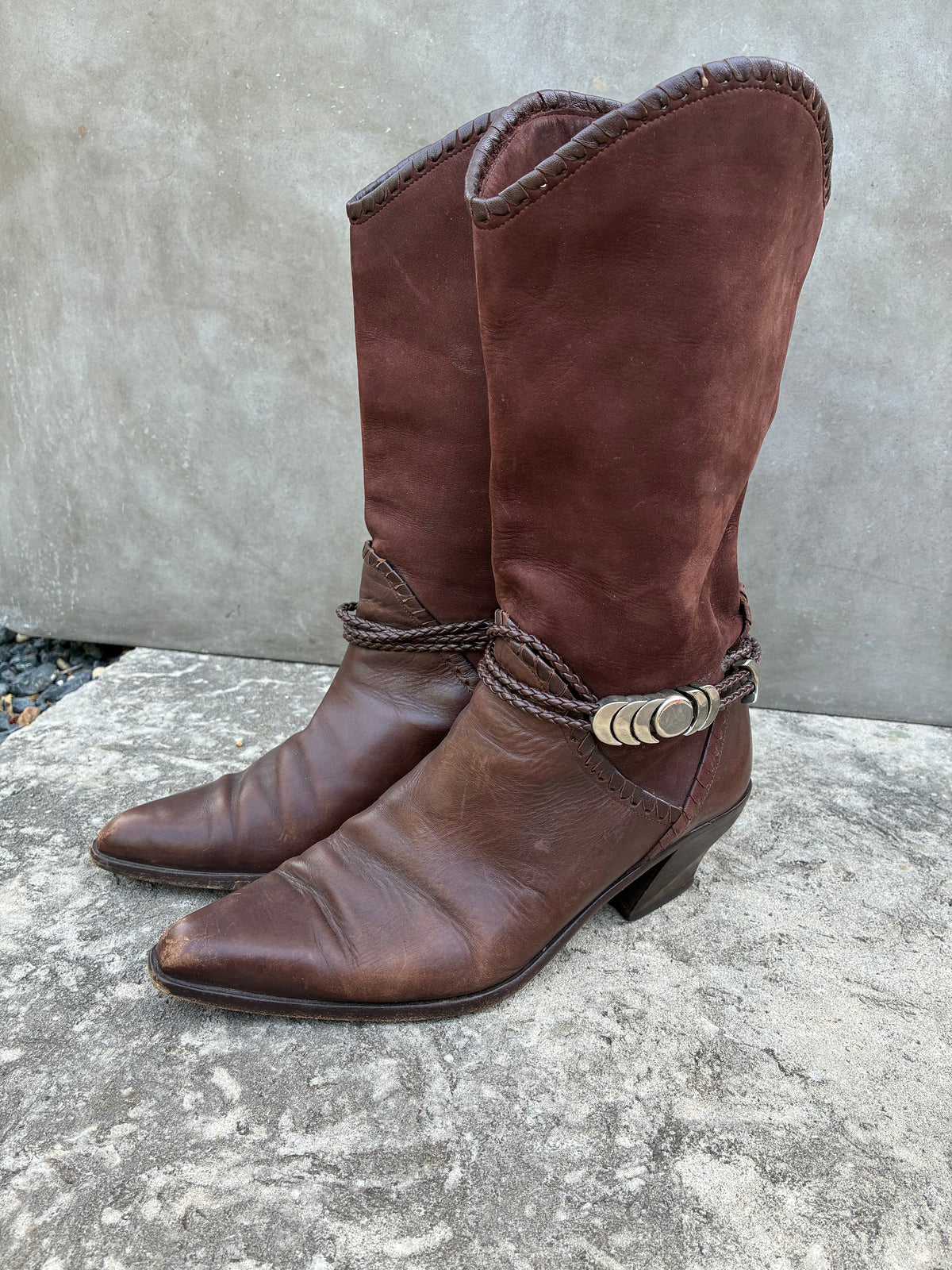 Vintage Via Spiga Brown Leather Cowboy Boots