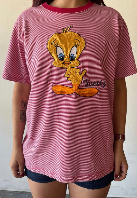 Vintage Tweety Bird Stripped Shirt