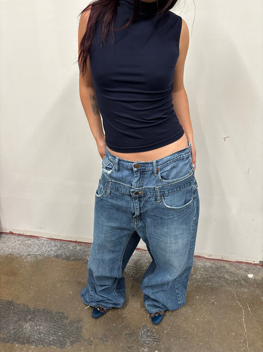 Reworked Double Denim Jeans