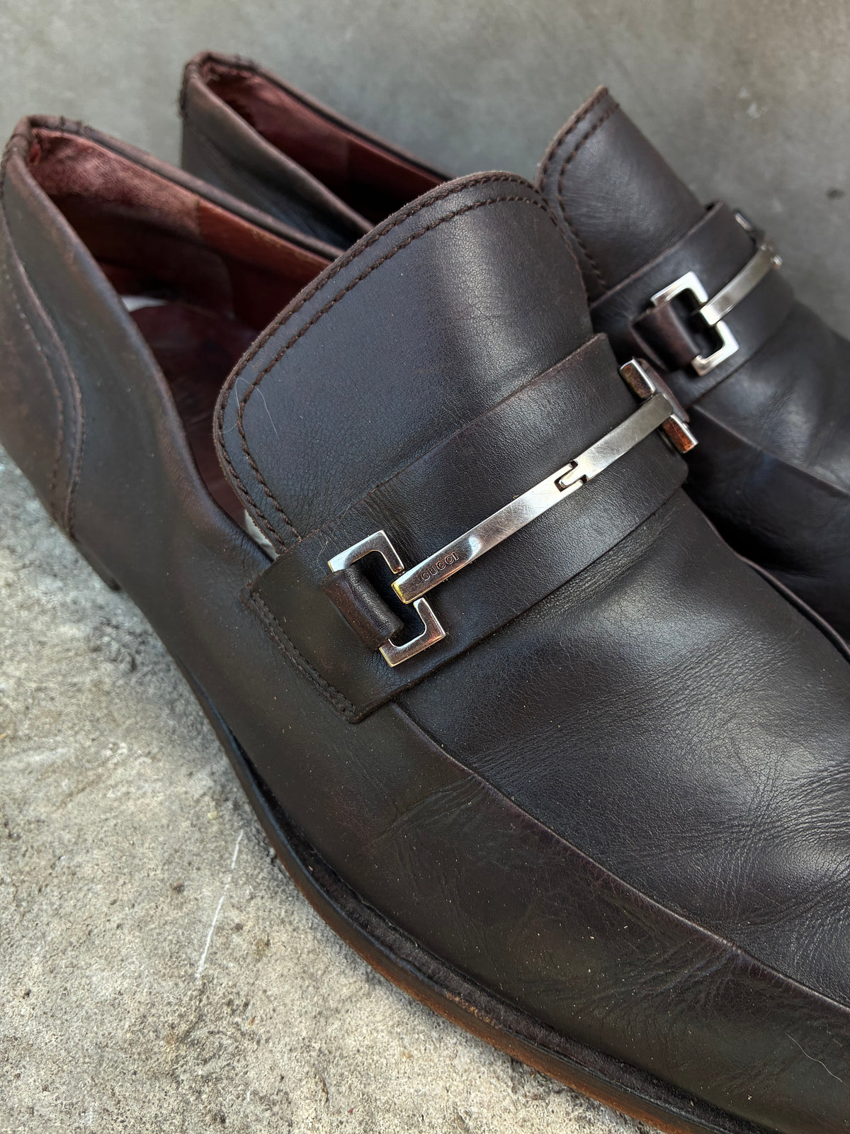 Vintage Gucci Brown Leather Loafers