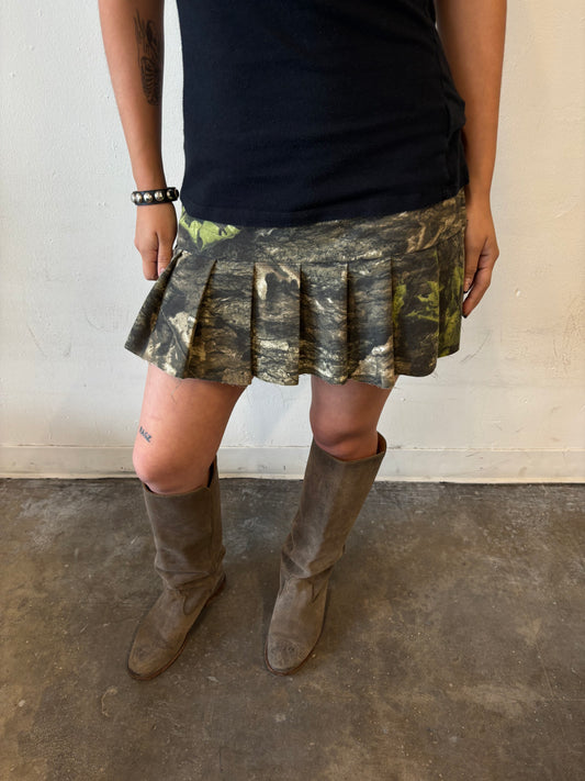 Reworked Camo Pleated Skirt