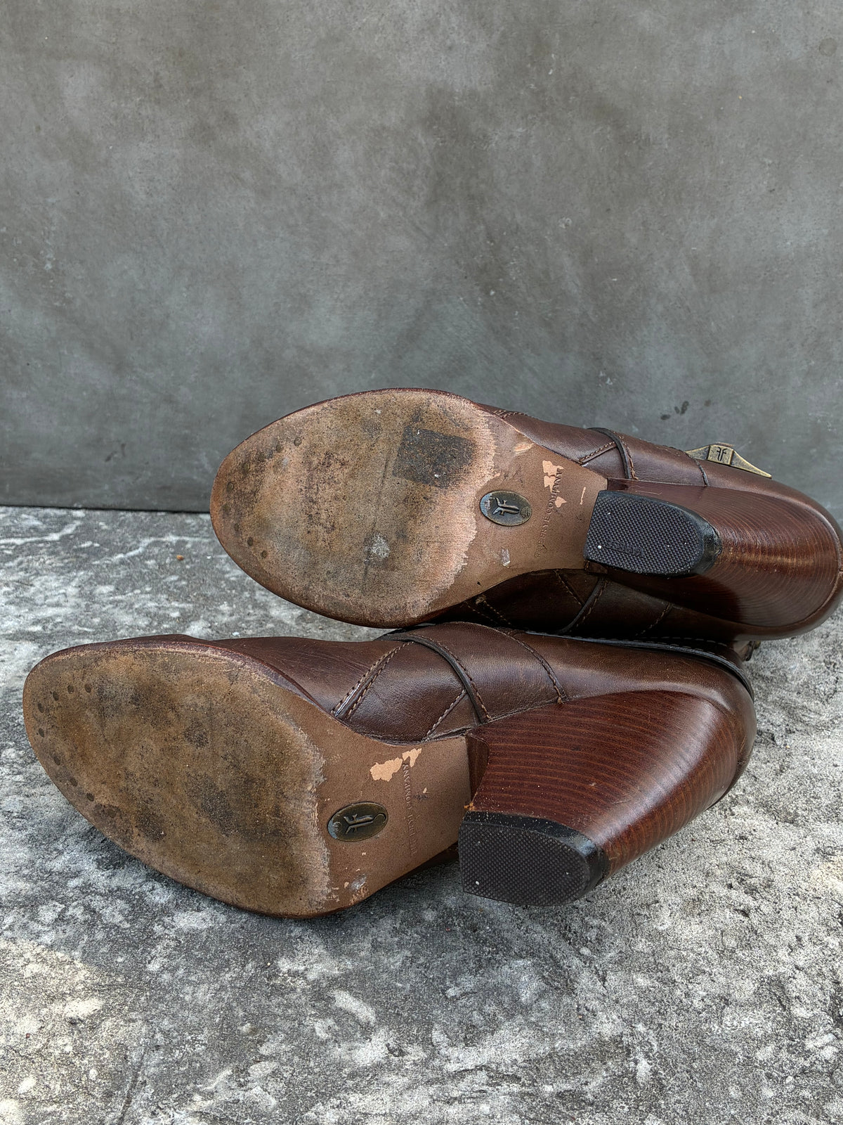 Vintage Frye Buckle Heeled Boots